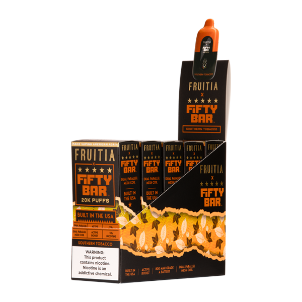 5 Pack of Southern Tobacco FRUITIA X Fifty Bar 20K Vape