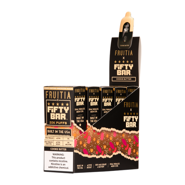 5 Pack of Cookie Butter FRUITIA X Fifty Bar 20K Vape