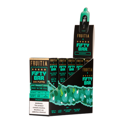 5 Pack of Spearmint FRUITIA X Fifty Bar 20K Vape