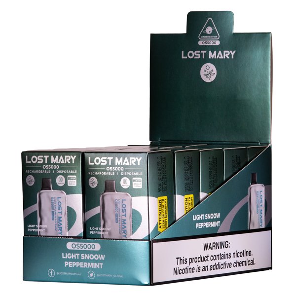 Light Snoow Peppermint Lost Mary OS5000 Luster - Vapefiniti - Disposables - LM OS5000 Luster